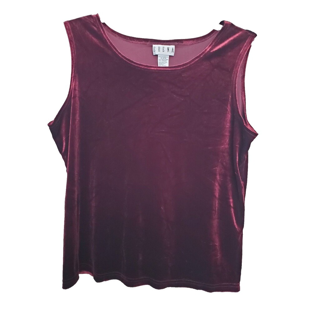 Erena Vintage Maroon Velvet Sleeveless Tank Top Size XL